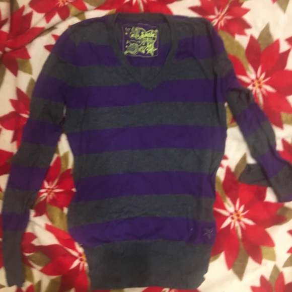Nollie long sleeve v-neck sweater charcoal/purple - Picture 1 of 3